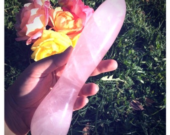 Extra Extra Large 9" the "Big Love" Rose Quartz Goddess Wand Pleasure Wand for Sacred Sex and Healing Shakti Wand Yoni Wand Gemstone Dildo