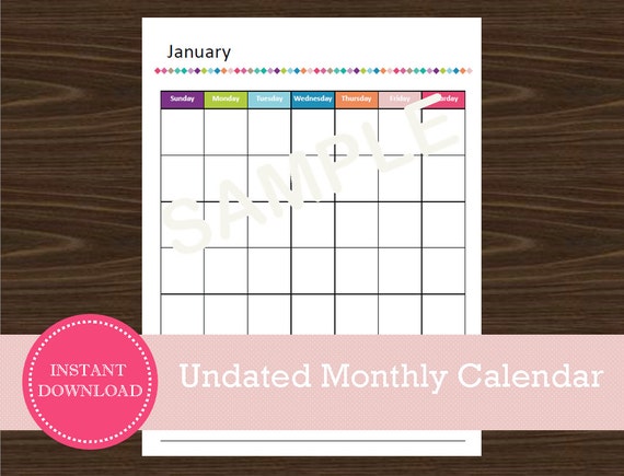 undated 12 month calendar portrait calendar printable and