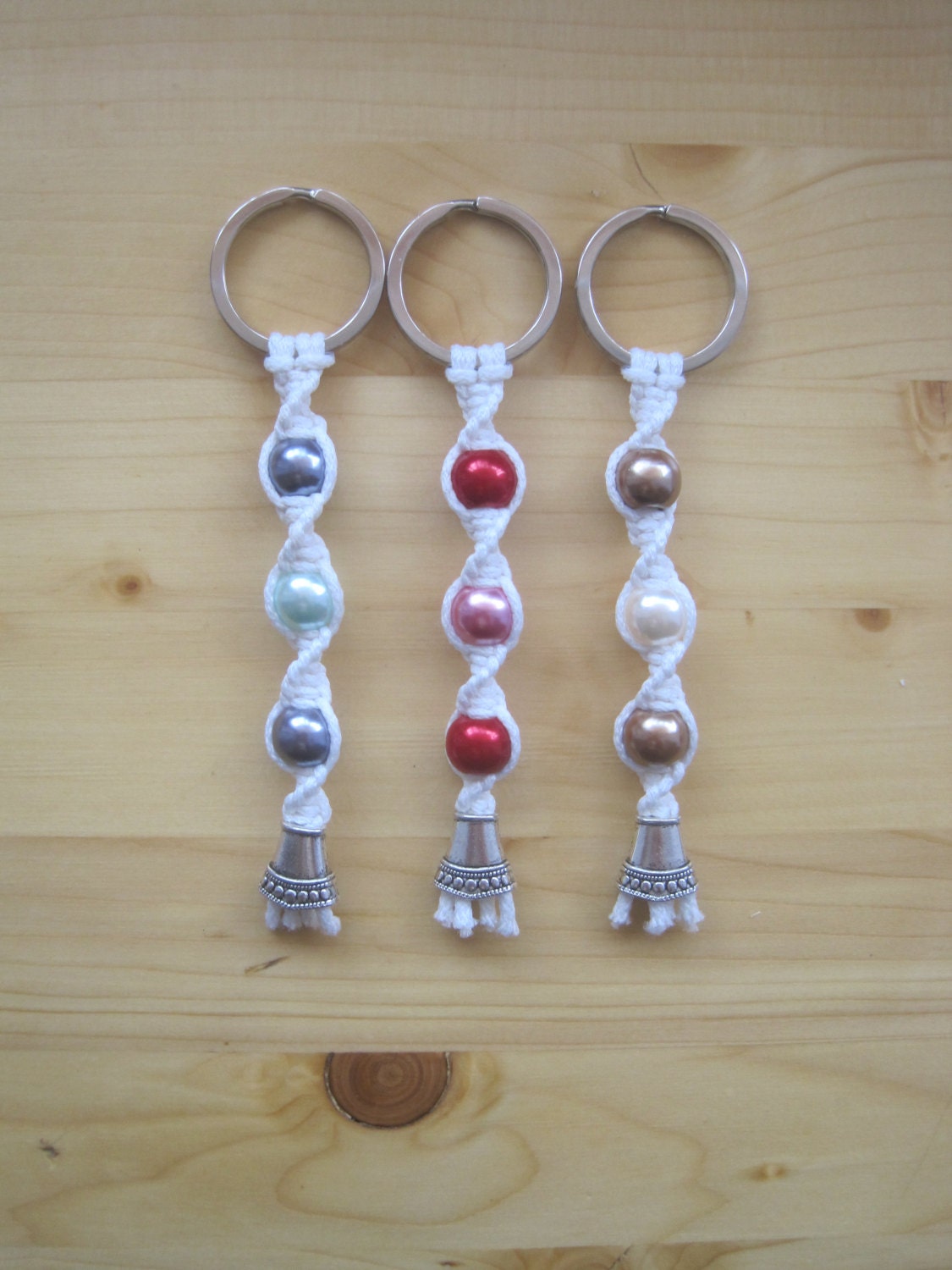 Set of 3 Keychain Key chain Keyring Cord keychain Key fob