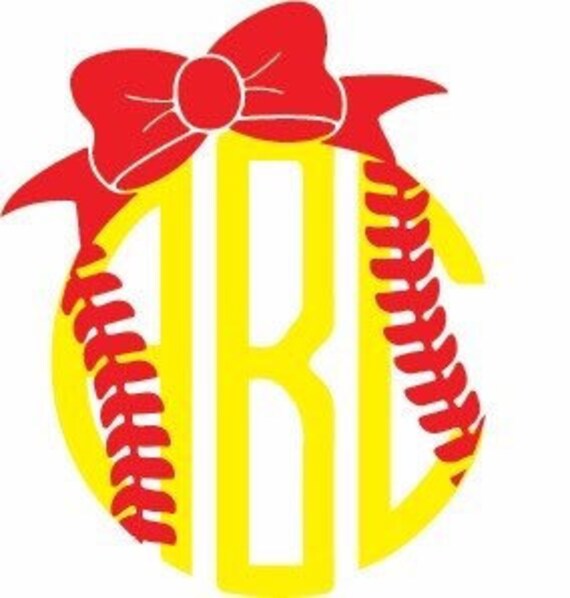 Softball Baseball monogram Vinyl Decal cute by ARGraphicDesigns