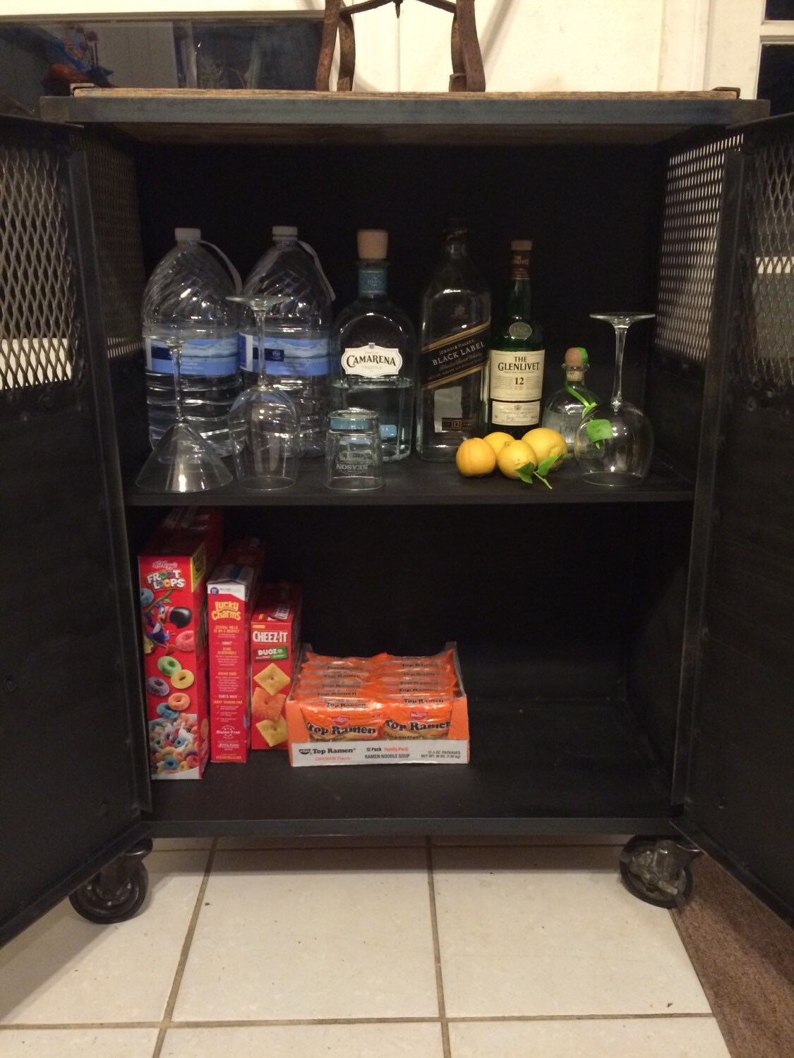 Bar cart liquor rolling salon station by RusticSantaFe