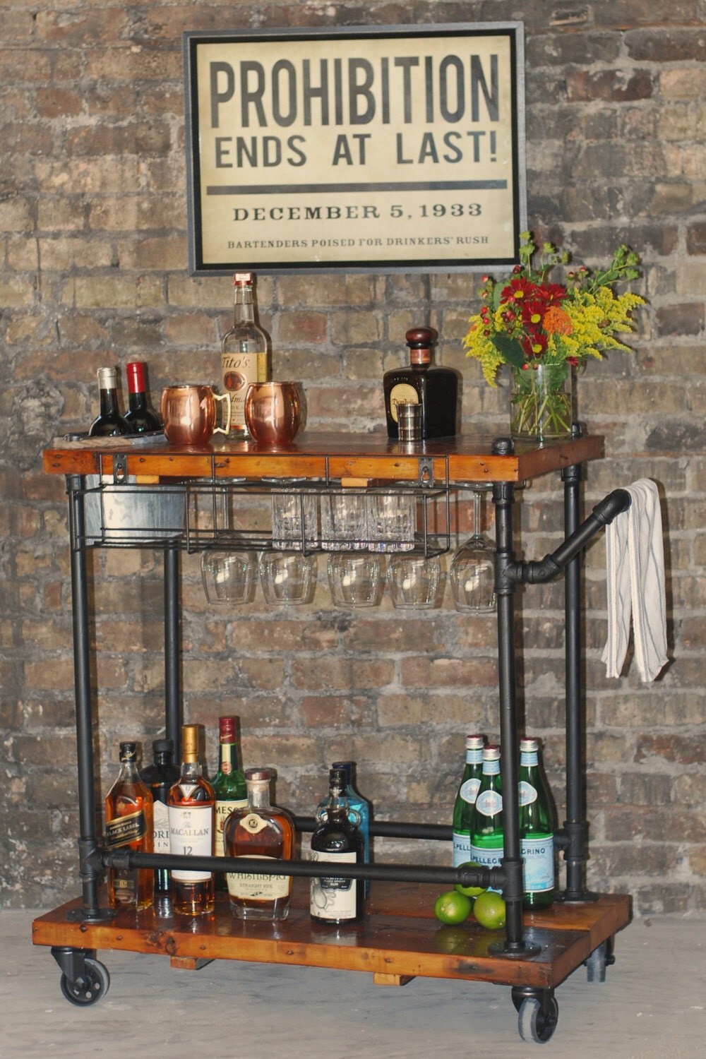 Industrial Bar Cart/Utility Cart