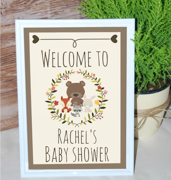 Woodland baby shower sign woodland by MagicPartyDesigns