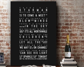 David Bowie Starman Inspired Lyrics Song Wall Art Song Lyrics Home Decor Anniversary Wedding Gift Typography Lyric PRINT