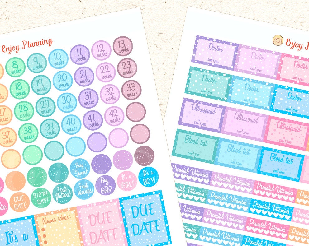 PRINTABlE Pregnancy stickers Pregnancy Planner Sticker set