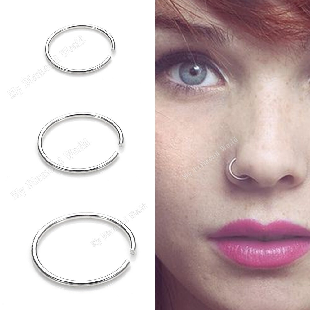 20g 6mm Nose Ring Hoop Simple Nose Hoop Silver