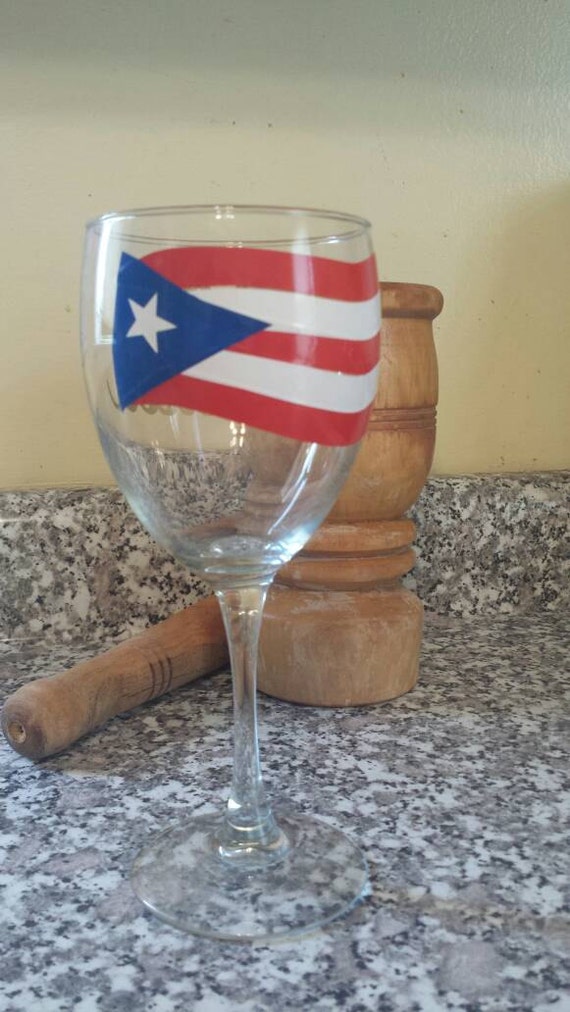 Items similar to Puerto Rican Flag Wine Glass. Personalized it with