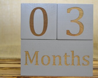 Baby Age Blocks, Wood milestone blocks,Baby Age Block, Wooden milestone blocks,Week Month Year Grade Milestone Blocks