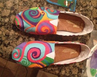 Items similar to Made to Order Custom Painted TOMS Dolphin Shoes on Etsy