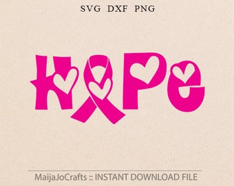 Awareness Ribbon SVG File HOPE Cutting Template breast cancer ribbon svg ribbon Clip Art Cricut downloads Cameo Silhouette designs ribbon