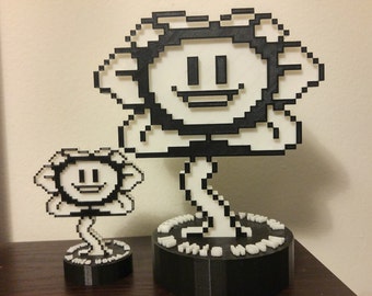 Good and Evil Flowey , Undertale , Two sides , complete with stand.