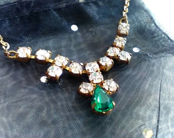 Items similar to Vintage 1930s Jewelry : 30s Faceted Glass Crystal