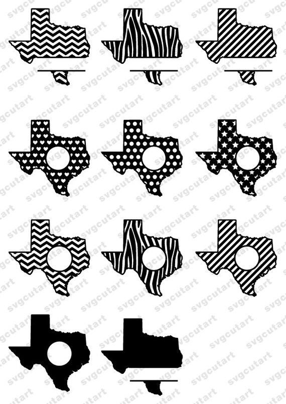 23 Texas State Pattern Frame Monogram Split DXF SVG vinyl cut