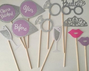 11-pack Bachelorette Party Photo Booth Props (Lavender and Silver)