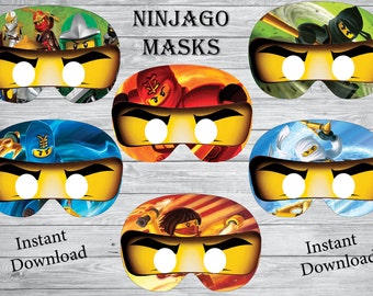 Instant Download - Ninjago masks , Ninjago Birthday ,Ninjago party, Ninjago invitation, printable