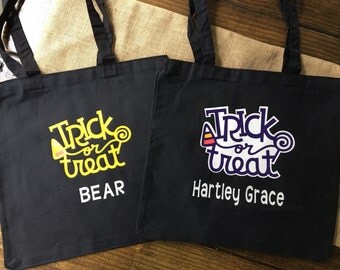 Halloween Bags/Trick or Treat Bags/ Candy Bags/Personalized Bags/Personalized Halloween Bags/Customized Tote Bags/Personalized Tote Bags