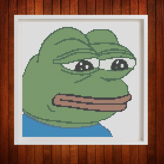 Counted cross stitch pattern Pepe the frog. Modern cross