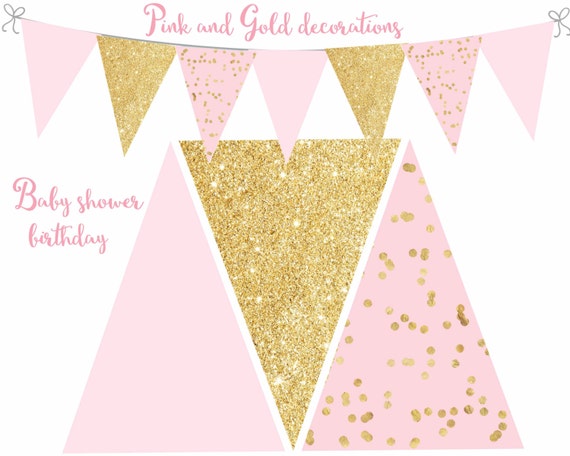 Gold And Pink Baby Shower Banner Quotes