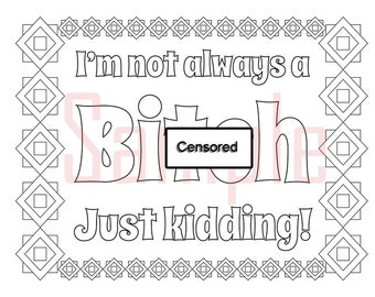 Bitch colouring page | Etsy