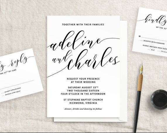 Printable Wedding Invitation Made to Order by PipkinPaperCompany