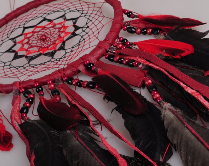 Dreamcatcher black red Сrescent Dream Catcher Large Dreamcatcher Dream сatcher dreamcatchers boho black dreamcatchers wall decor handmade