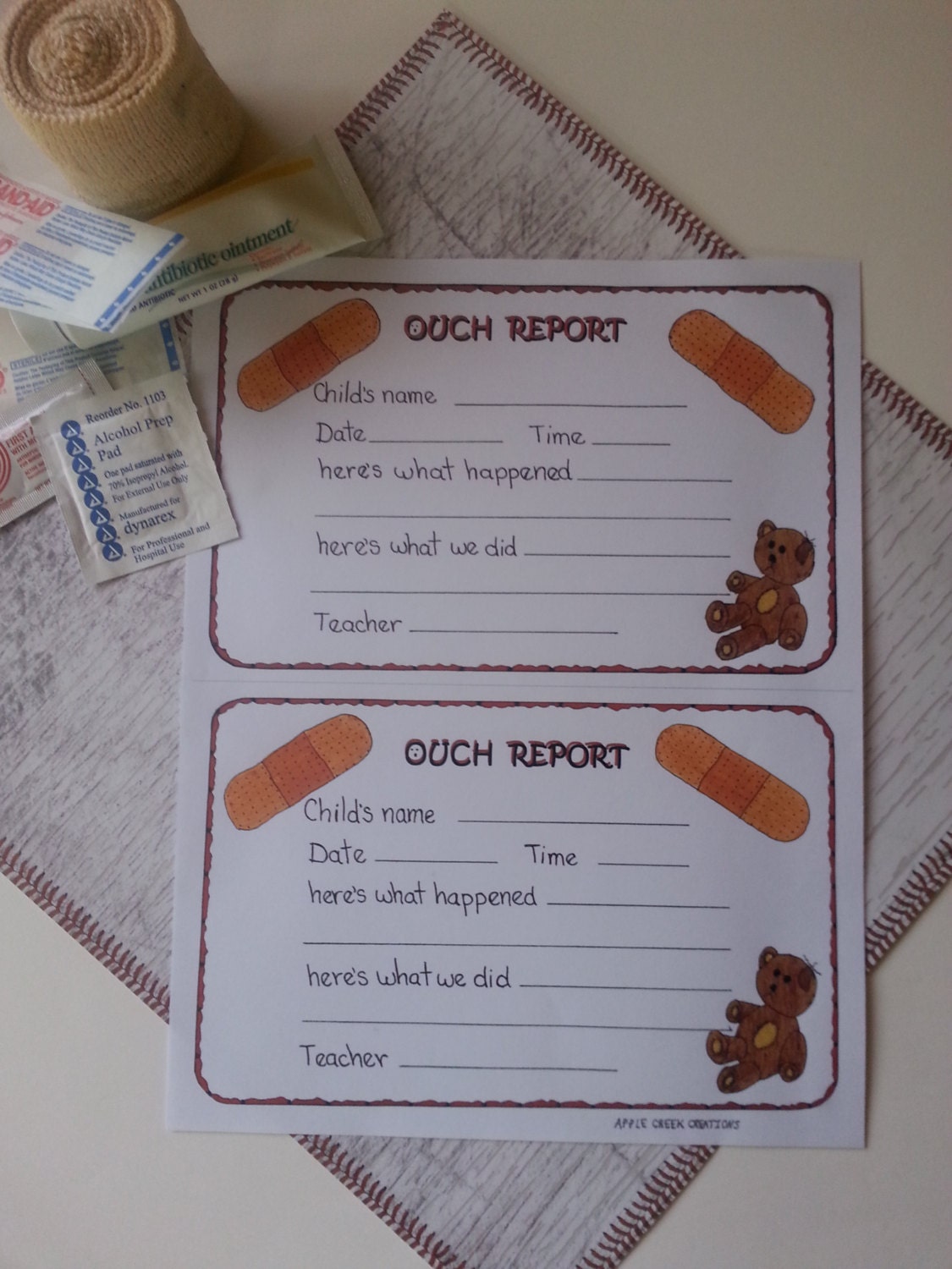 instant download preschool injury report or ouch report