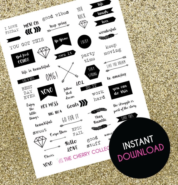 printable quote stickers printable planner quote stickers