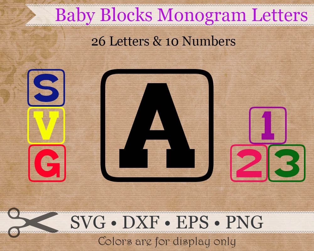 Download BLOCK LETTERS Monogram Svg Dxf EpsPng Files Baby Blocks