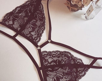 Celeste Handmade Lace Bra / Bralette and Thong Lingerie Set