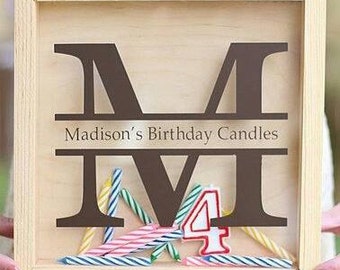 Monogrammed Birthday Candle Storage Art - Vinyl for DIY Gifting ***VINYL ONLY*** - Perfect First Birthday Gift! Unique 1st Party Keepsake