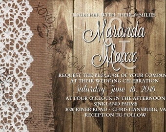 High End Custom Wedding or Engagement Party Invitation or Announcement Cards JPEG Ready to Print
