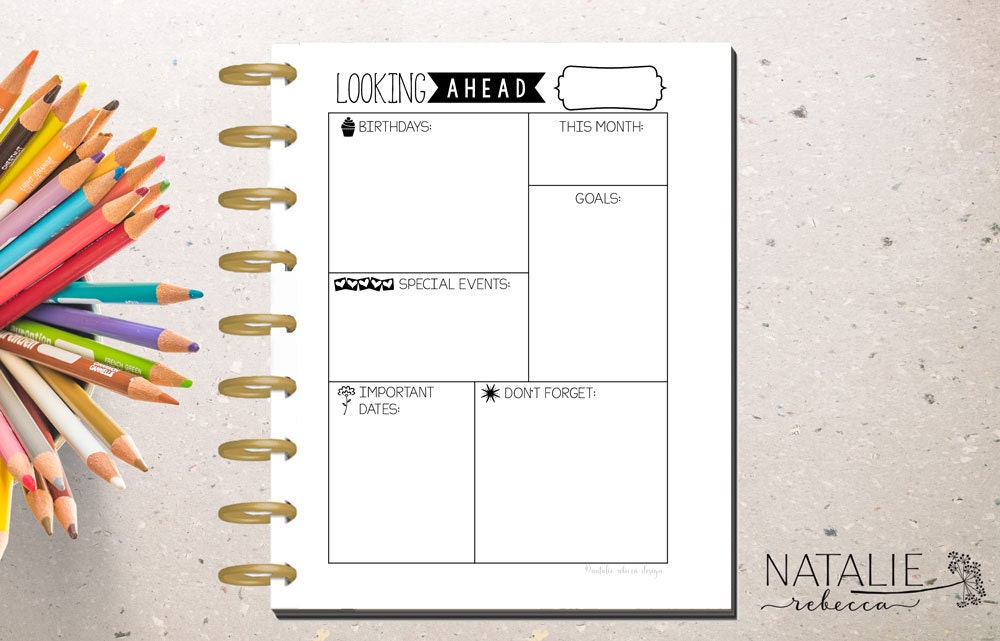 happy planner dashboard layout printable