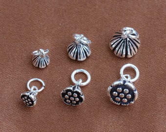 2 pcs 5-9mm Sterlng Silver Flower charm pendant diy jewelry materials,Matte Silver charm (1-27)
