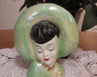 Vintage 1940s Lady Wall Pocket Planter