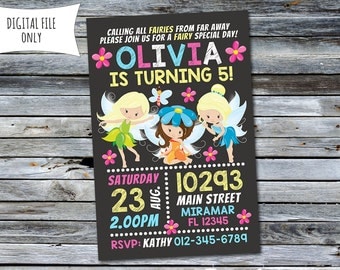 Fairy Invitation / Fairy Birthday Invitation (Personalized) Digital Printable File