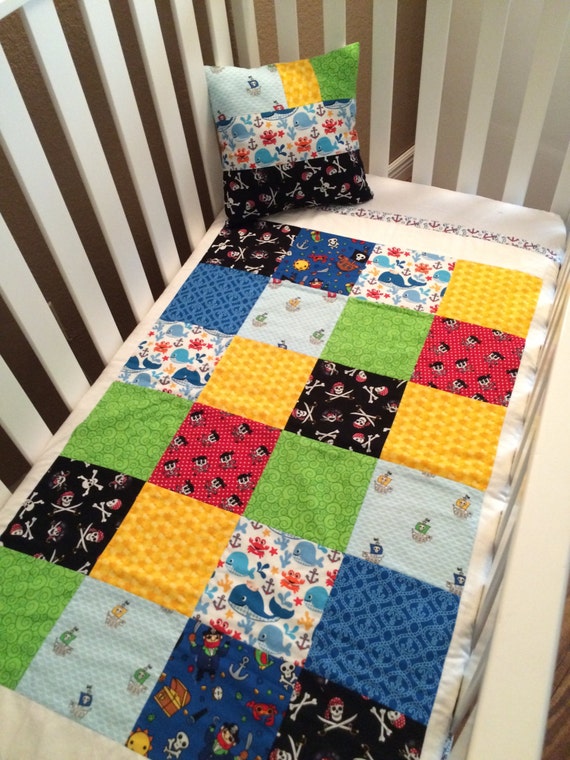 A Pirates Life Baby Quilt & Pillow Set by CharlieRyanDesigns
