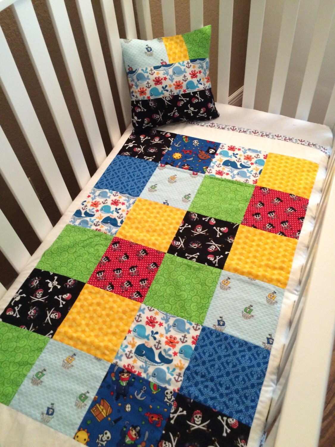 A Pirates Life Baby Quilt & Pillow Set by CharlieRyanDesigns