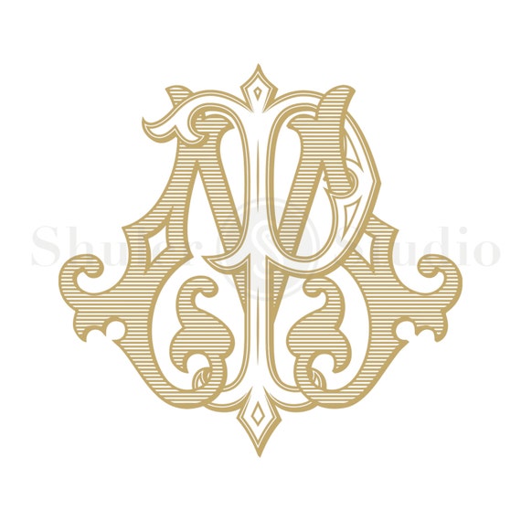 Custom Vintage Monogram MP PM Vintage Monogram by ShulerStudio