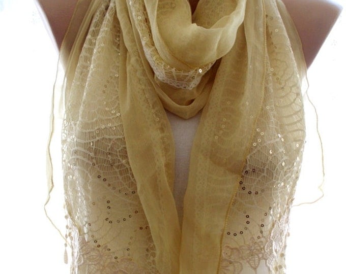 Lace scarf, yellow lace scarf,scarves for women, soft scarf, cozy scarf, trendy scarf
