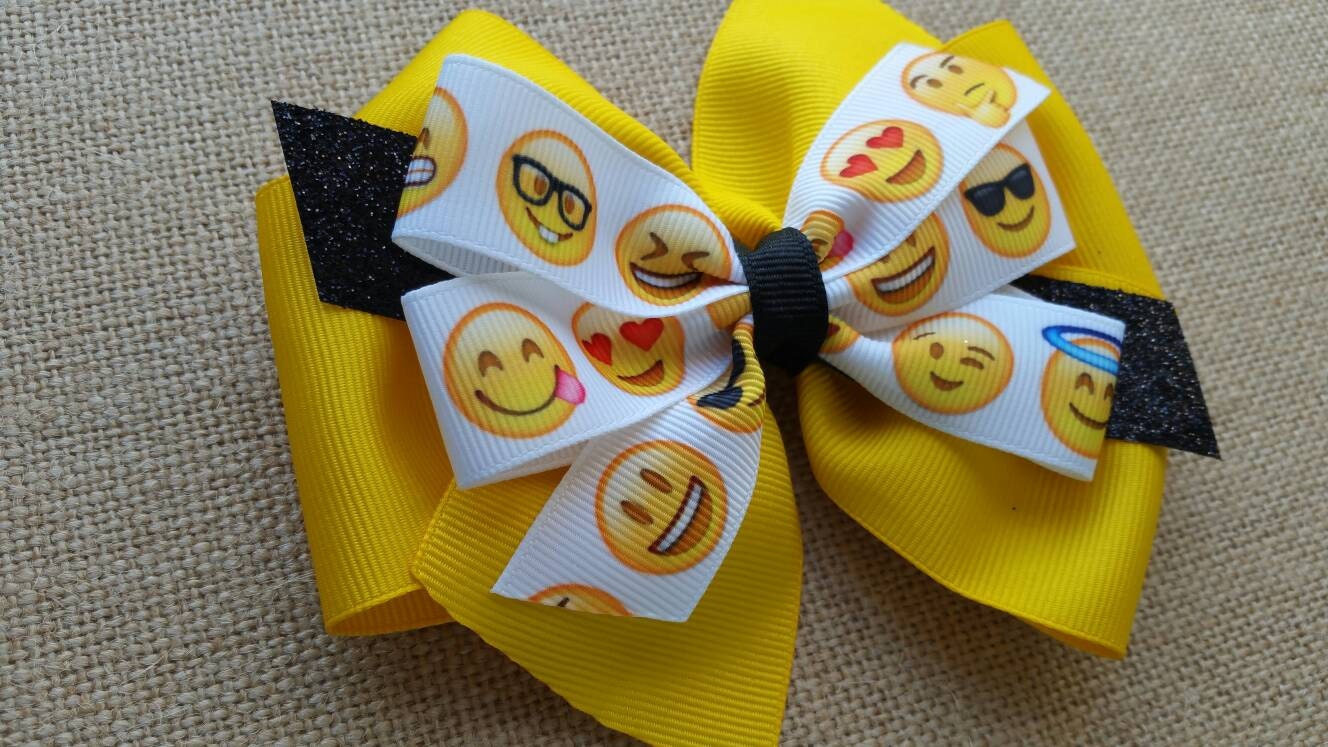 Emoji Hair bow emoji pinwheel bow pinwheel by FourLittleGirlz