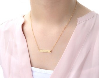 Personalized Bar Necklace / Name, Date, Number or Word / Handmade / Good for Bridesmaid, Birthday and for all Meaningful Gift