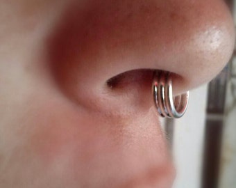 Septum Ring/Septum Clicker 18g,16g - Nose Ring - Septum Jewelry - Septum Nose Ring / Sterling silver-Inner Diameter 6mm to10mm