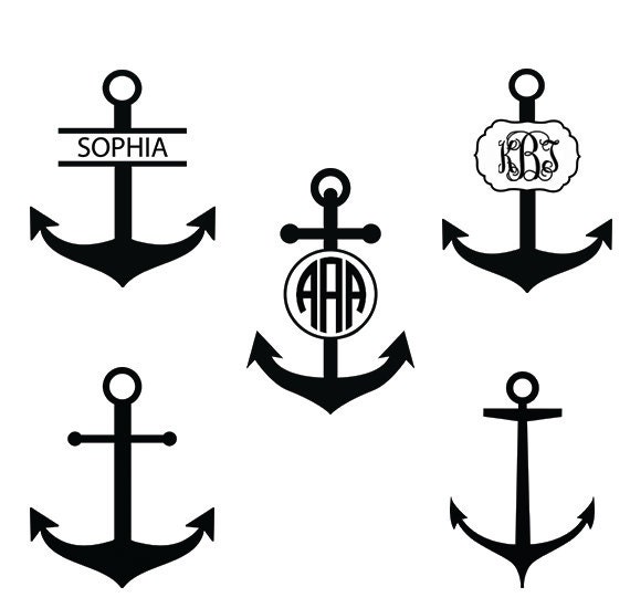Download Anchor monogram svg - anchor silhouette files - anchor with frame - split anchor monogram files ...