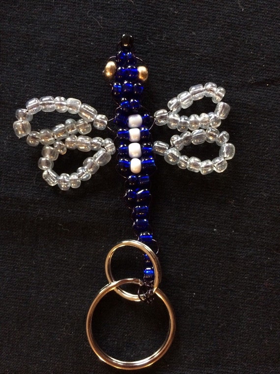 Beaded Dragonfly Keychain by JustDuckyTreasures on Etsy