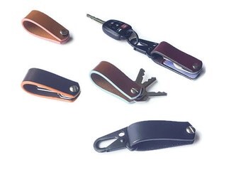 Leather Key Holder with Color Edges, Free personalized number & initial Stamping, Leather Key Organizer, Leather Fold Over Key Holder
