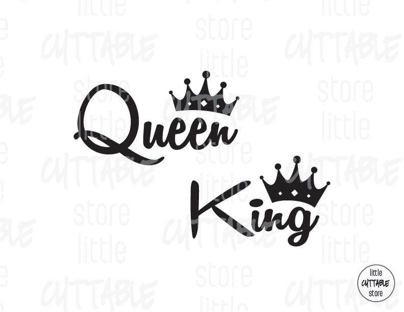 Queen King Crown Cuttable Design File SVG EPS by LittleCuttable