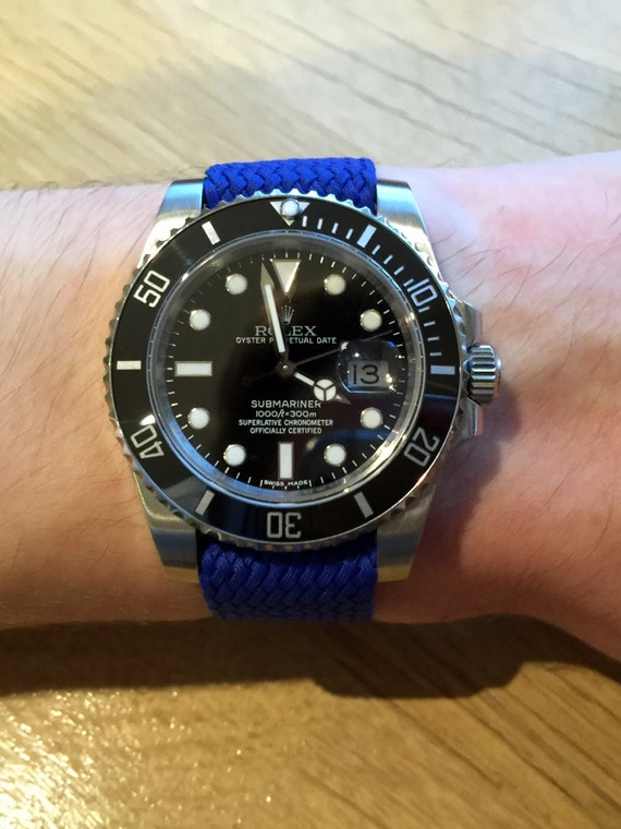 Light Blue Perlon Watch Straps 20mm Braided Stainless Steel