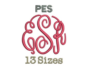 Master Circle Monogram Font Embroidery Fonts - 13 Size Monogram Fonts PES File Format Machine Embroidery Font Design - Instant Download