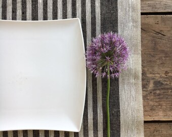 Linen placemats, set of 6 linen placemats, cloth placemats, striped placemats, rustic placemats, country placemats, washable placemats