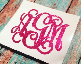 GLITTER monogram decal - glitter monogram - Monogram decal - monogram sticker - monogram initials - glitter - glitter vinyl -